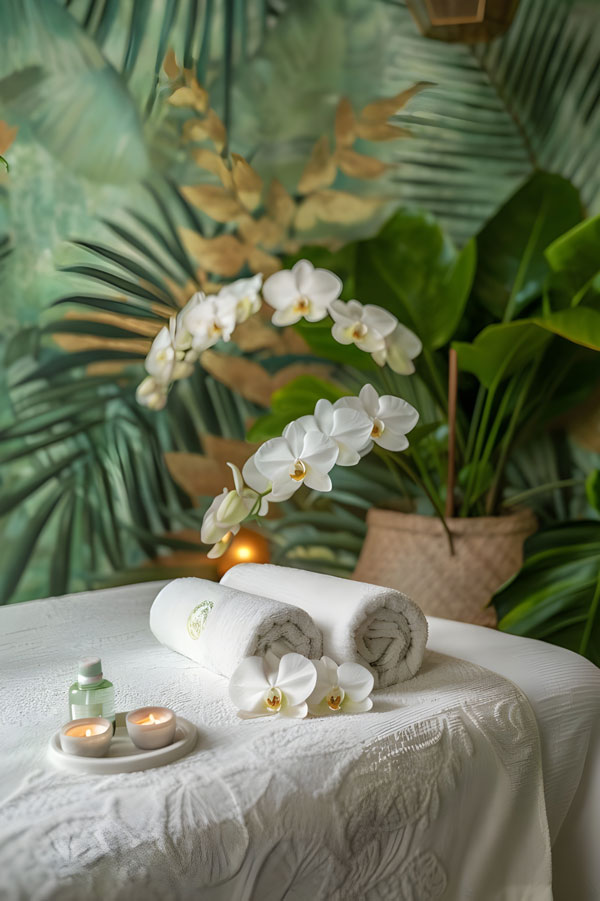 table-with-plant-flowers-trimmed